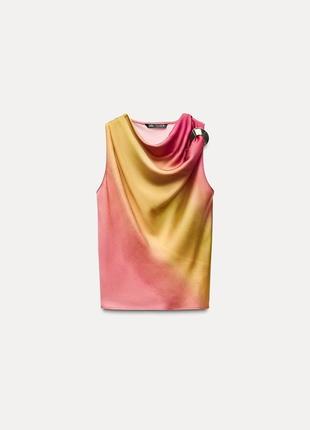 Костюм женский атласный розовый с юбкой zara new4 фото
