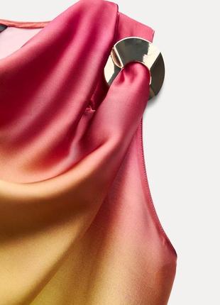 Костюм женский атласный розовый с юбкой zara new5 фото