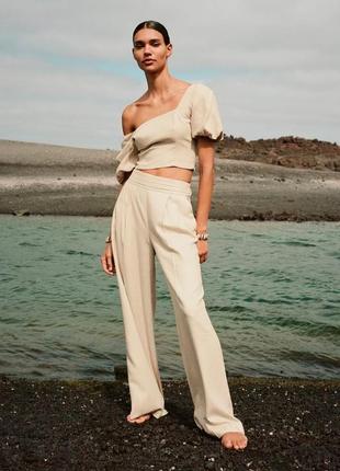 Укороченный топ льняной женский zara new