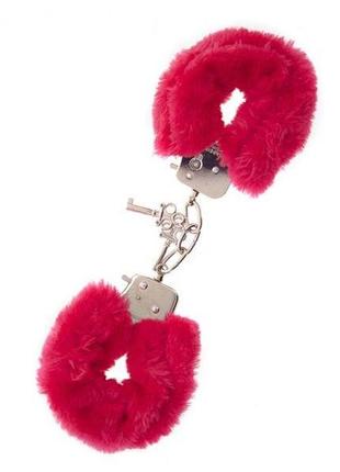 Наручники с мехом пушистые для ролевых игр metal handcuff with plush, red