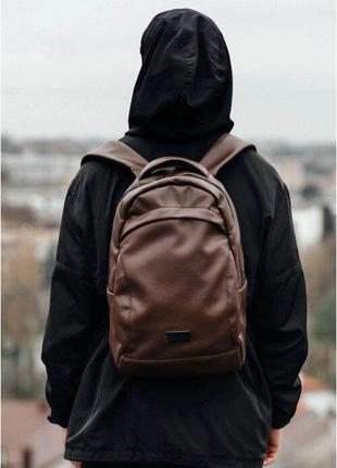Чоловічий рюкзак коричневий шкіра еко повсякденний 7250000204 фото