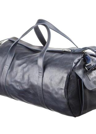 Сумка шкіряна дорожня синя спортивна duffle bag