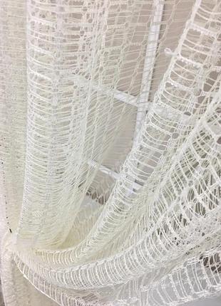 Готовый тюль сетка на тесьме 200х260 см молочный