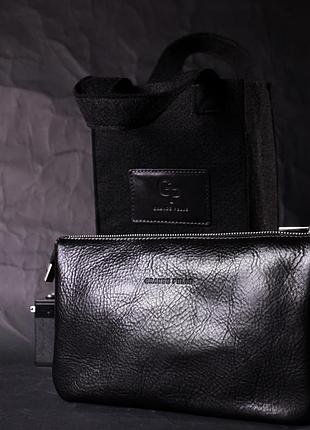 Клатч на плече шкіра ручна робота україна чорний 7116582 фото