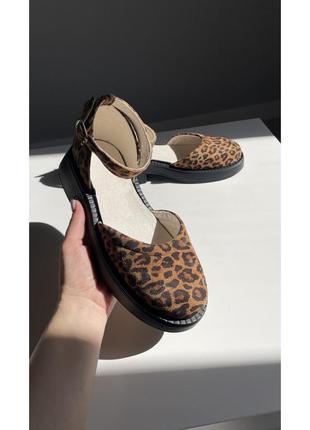 Туфли открытые леопардовые замшевые v7-001-11l 382 фото