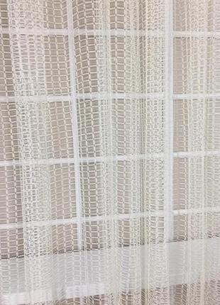 Готовый тюль сетка на тесьме 400х250 см молочный