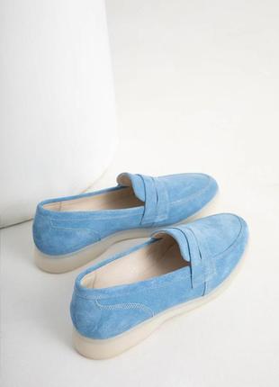 Туфлі лофери замшеві блакитні жіночі v7-1056-06s3 фото