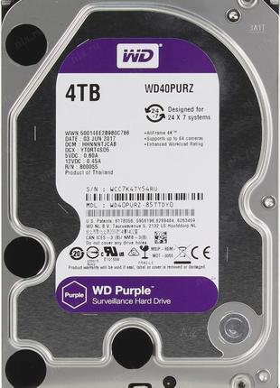 Жесткий диск western digital purple 4tb 64mb 5400rpm wd42purz 6gb/s