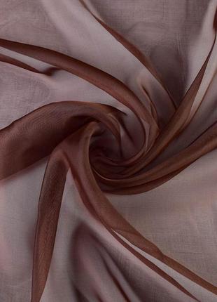 Тюль однотонный тёмный коричневый шифон без утяжелителя