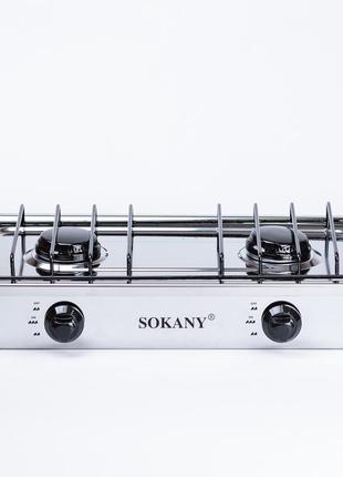 Газовая плита настольная на 2 конфорки 4.4 квт sokany