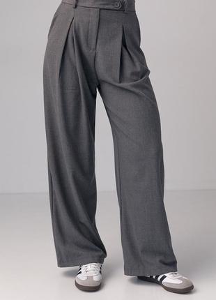 Женские классические брюки со складками - серый цвет, m (есть размеры)