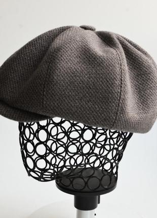Зимова кепка восьмиклинка хуліганка ультра, ірис темний беж, картуз кепі, 57-58