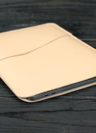 Шкіряний чохол для macbook дизайн №30, натуральна шкіра grand, колір бежевий