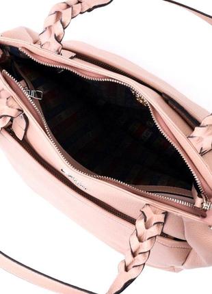 Розовая стильная сумка шоппер кожаная качественная длинные ручки 7208617 фото