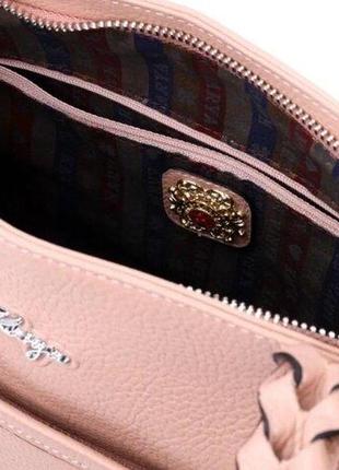 Розовая стильная сумка шоппер кожаная качественная длинные ручки 7208618 фото