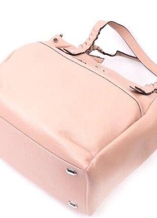 Розовая стильная сумка шоппер кожаная качественная длинные ручки 7208613 фото