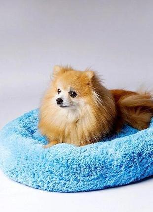 Лежак для собаки круглий рожевий блакитний бежевий сірий4 фото