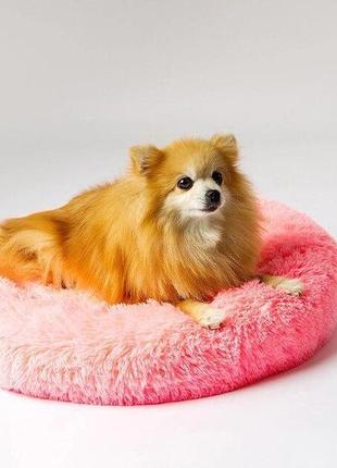 Лежак для собаки круглый розовый голубой бежевый серый5 фото