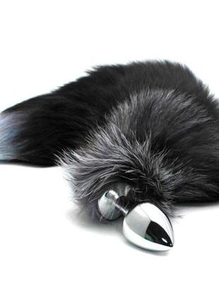 Металевий анальний джем загар живий чорно -білий лисиця хвост l