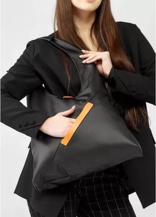 Жіноча сумка велика хобо на плече стильна чорна шкіра еко 7532001296 фото