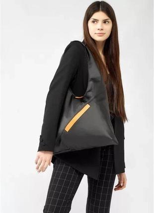 Жіноча сумка велика хобо на плече стильна чорна шкіра еко 7532001291 фото