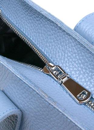 Голубая сумка шоппер кожаная длинные ручки 7163615 фото