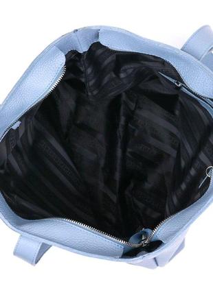 Голубая сумка шоппер кожаная длинные ручки 7163617 фото