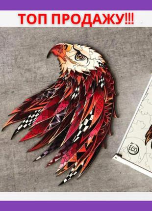 Розвиваючий дитячий дерев'яний пазл woodgood орел а4