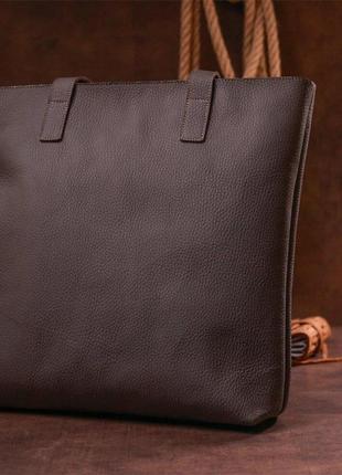 Женская кожаная большая сумка шоппер коричневая длинные ручки 7163638 фото