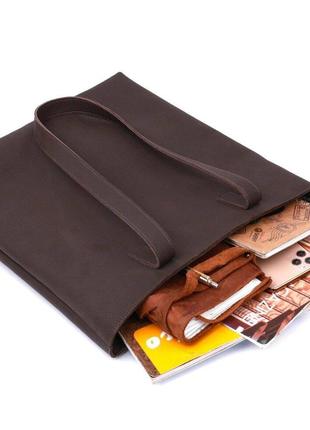 Женская кожаная большая сумка шоппер коричневая длинные ручки 7163637 фото