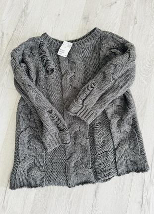 Светр туніка кофта zara h&m рвана альпака шерсть8 фото