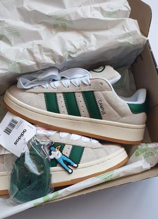 Женские замшевые кроссовки istok adidas campus 00s premium beige green