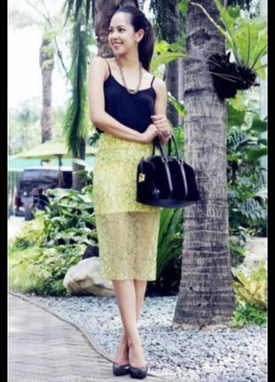 Новая кружевная юбка миди zara юбка "кружевная карандаш кружево слип