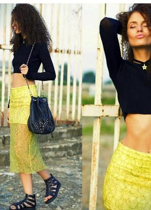 Новая кружевная юбка миди zara юбка "кружевная карандаш кружево слип6 фото