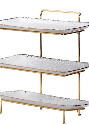 Фруктовница керамическая трехъярусная 35,5*21*37 см