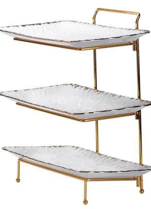 Фруктовница керамическая трехъярусная 35,5*21*37 см