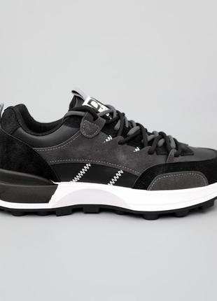 Кроссовки мужские, черные, весна-осень, материал еко-кожа - замша, размер 40 fw_001417