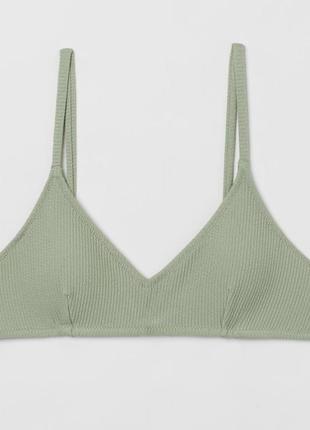 Верх від купальника в рубчик з чашками фісташка4 фото