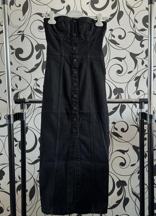 Zara 34 xs чорна сукня міді джинс нова