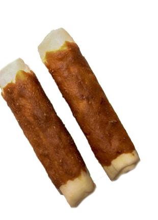 Великі палички із сиром'ятної шкіри з курячим м'ясом для собак 500г