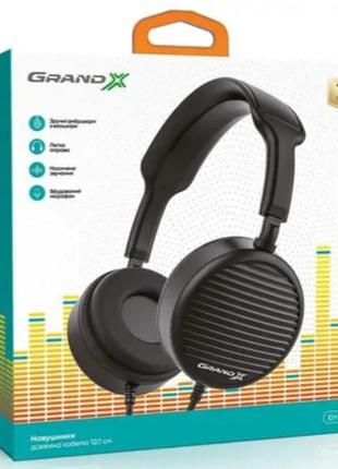 Наушники накладные проводные с гарнитурой grand-x eh-86b черные