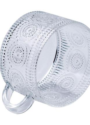 Чашки парні набір 2 штуки по 400 мл скляні прозорі