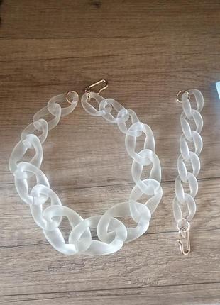 Красивый набор колье и браслет прозрачный