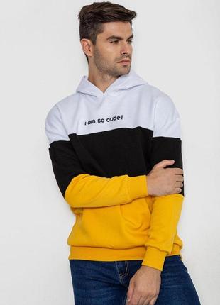 Худі чоловічий на флісі, колір біло-чорний, 247r019