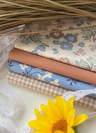 Набір тканини для рукоділля в пастельних кольорах з 4 відрізків 50см/40см