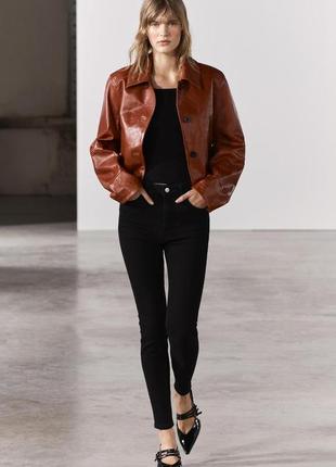 Черные джинсы с высокой посадкой zara, 36р, оригинал