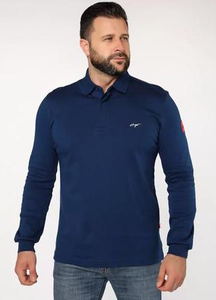 Поло мужское с длинным рукавом boss interlock hb-15031nb l