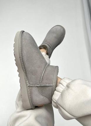 Женские угги ugg ultra mini mens ультра мини серого цвета