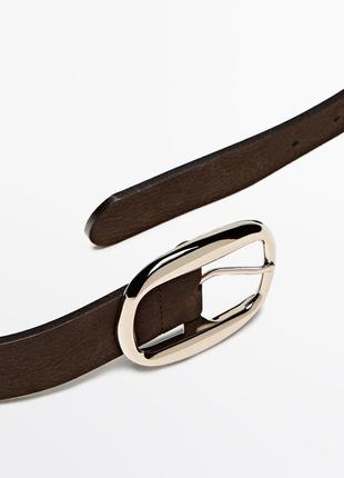 Кожаный ремень с овальной пряжкой massimo dutti 6193/6926 фото