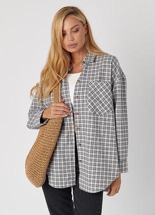 Картата сорочка oversize з накладною кишенею колір сірий розмір l fl_001692